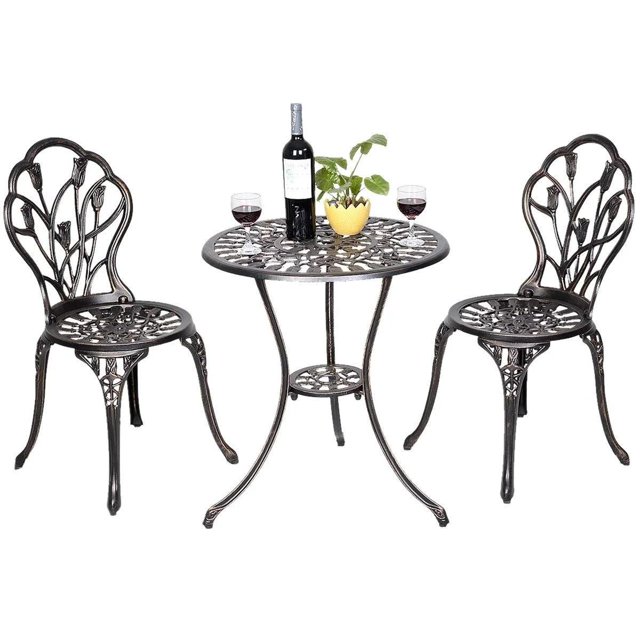 Mesa y 2 Sillas de Metal Costway Garden Terrace Vintage