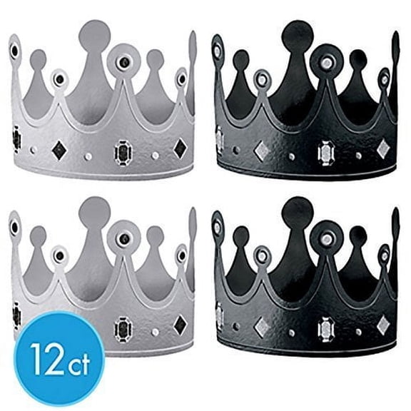 BLACK & WHITE 12CT PER PACK FOIL CROWNS ONE SIZE