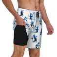 thumbnail image 3 of Picia Penguin Winter Fun pattern Mens Swim Trunks with Compression Liner Stretch Beach Shorts Quick Dry with Zipper Pockets No-Chafing Board Shorts-3X-Large, 3 of 9