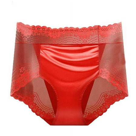 Scyoekwg Women s Underwear Stretchy Comfort Hip Lifting High Waisted Underwear Ladies Underpants Hipster Panties Solid Color Briefs(Red XXL)