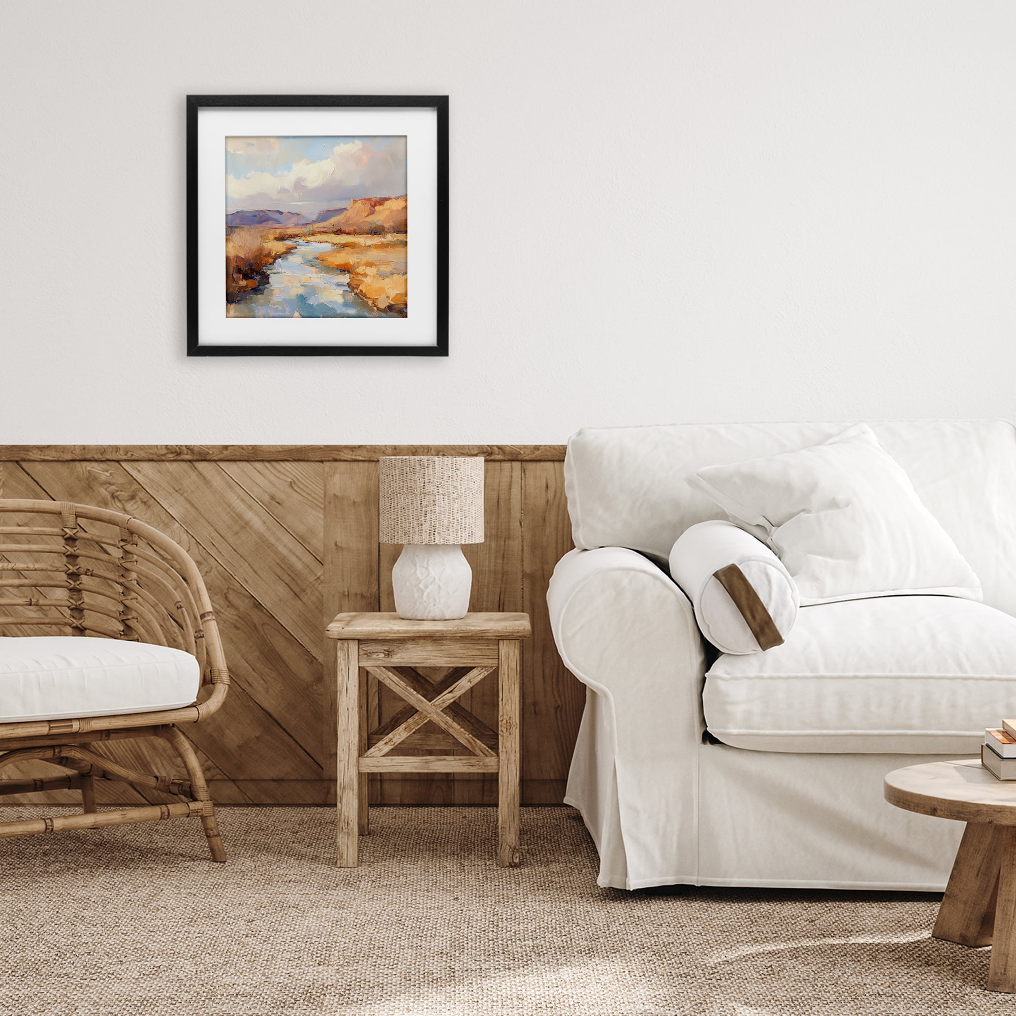Stupell Industries Plateau River Evening Glow Black Framed Print Under Glass, design by Petal Prints Design