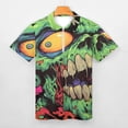 thumbnail image 3 of Psychedelic Zombie Skull Print Men Zipper T-shirt Summer Casual Short Sleeve T-shirt Top, 3 of 7