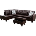 thumbnail image 3 of Ayla 97" Wide 3 Pieces Faux Letter Left Facing Sofa Set with ottoman, 3 of 4