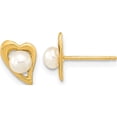 thumbnail image 1 of 14K Yellow Gold 3-4mm White Button Freshwater Cultured Pearl Post Earrings (8.91 X 6.67) Made In Canada xf601e, 1 of 5