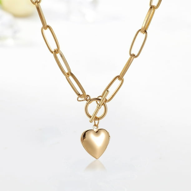 Peggybuy Metal Love Heart Pendant Necklace Women Simple Chain Neck Choker Jewelry Other