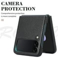 thumbnail image 2 of TECH CIRCLE Leather Case for Samsung Galaxy Z Flip 3 Lichee Pattern Non-Slip Design Slim Thin Shockproof Case For Samsung Galaxy Z Flip 3,Black, 2 of 6