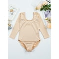 thumbnail image 5 of Hansber Kids Girls Long Sleeve Gymnastics Leotard Mock Neck Ballet Dance Nude Unitard One Piece Undershirts Round Neck 110, 5 of 7