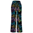 thumbnail image 3 of 2025, Women Butterfly Print Casual Loose High Waist Wide Leg Yoga Elastic Trousers Pants, 3 of 4