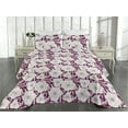 thumbnail image 2 of Ambesonne Dreamy Floral Quilted Bedspread Set 3 Pcs, Flowers Jumble Leaves, Queen, Pastel Purple Plum Ivory, 2 of 4