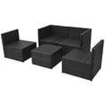 thumbnail image 5 of vidaXL 5 Piece Garden Lounge Set with Cushions Poly Rattan Black, 5 of 5