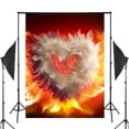thumbnail image 2 of ABPHOTO Polyester Exquisite Arts Fire Feather Photography Backdrop Valentines Day Heart Background Wedding Photo Studio Backdrop Wall 5x7ft Love Flames Heart, 2 of 5