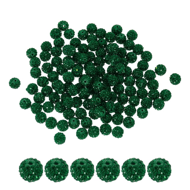 Uxcell Rhinestone Beads for Jewelry Making, Sparkle Crystal Clay Beads Emerald