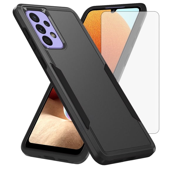 Compatible with Samsung Galaxy A53 5G Phone Case Tempered Glass Screen Protector Hybrid Rugged Shockproof Hard Protective Drop Proof Full Body Heavy Duty Mobile Cell Cover for A 53 G5 53A 2022 Black