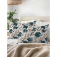 thumbnail image 3 of Outdoor Pillows Waterproof, Teal Florals Bedding Throw Pillows with Insert for Couch Sofa Bed, Farmhouse Botanical Peonies Vintage Brown Leaves 12x20 Inch Pillowcases Decorative Patio Pillow Set of 2, 3 of 8