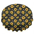 thumbnail image 2 of Sunflower and Bee Black Pattern Round Tablecloth 60"x60", Wrinkle Resistant Wipeable Table Cover for Kitchen Dining Room Picnic Patio and Party, 2 of 6