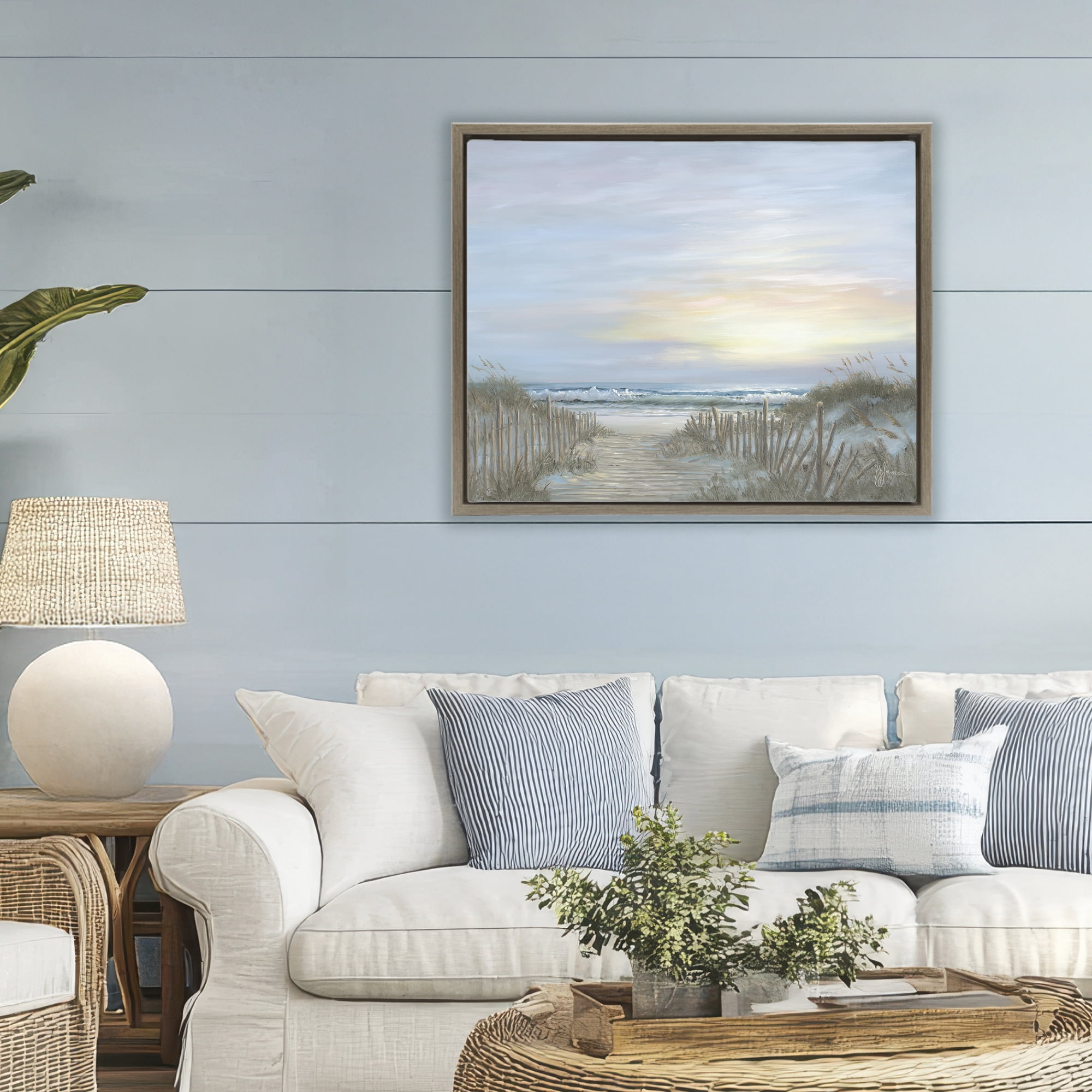 Stupell Industries Serenity Path Sunset Brown Framed Floater Canvas Wall Art, design by Georgia Janisse