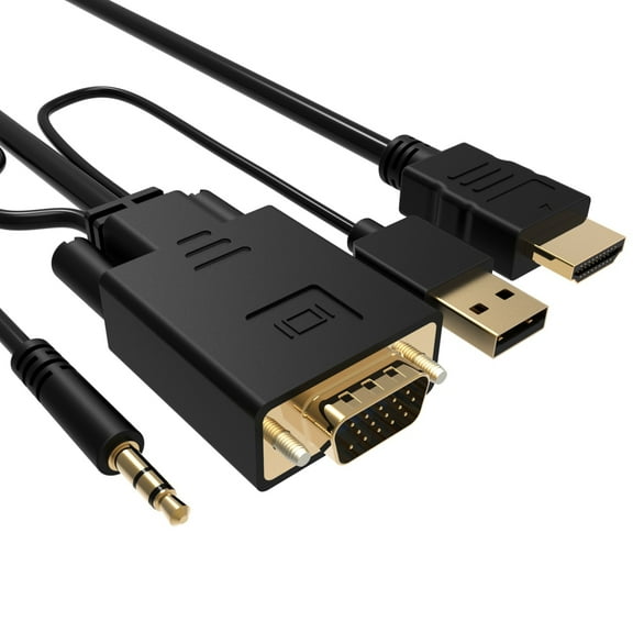 VCOM VGA to HDMI Cable, VGA to HDMI 6 Feet Cable with Audio Support and 1080P Resolution