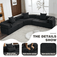 thumbnail image 3 of Modern Modular 3 Piece Couch Free Combination with Semicircular Modular Sofa, 4 Seater Curved Sofa with Upholstered for Living Room, Black, 3 of 9