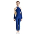 thumbnail image 2 of iiniim Kids Girls Sparkly Long Sleeve Full Body Unitard Gymnastics Leotard Bodysuit Ballet Dancewear Navy Blue 8, 2 of 7
