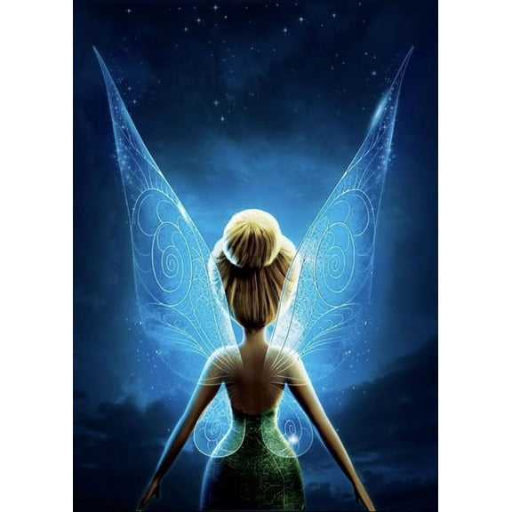DIY 5D Diamond Painting Kit for Adult Kids Beginner, Tinker Bell Full Drill Round Diamond Embroidery Arts Painting by Number Kit for Relaxation, Home Wall Decor Gift 12x16 inch