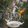 thumbnail image 4 of sruoe Bird Feeder, Hanging Bird Feeder Tray, Bird Feeders Outdoor, Cardinal Bird Feeder, Hopper Feeder, Small Large Bowl Wild Bird Feeders for Garden Decor, Metal, 4 of 7