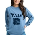thumbnail image 2 of Yale Bulldog Distressed - Women's Garment Dyed Long Sleeve Graphic T-Shirt, 2 of 14