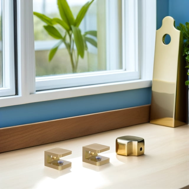 Raindrops 2Ud Soportes Para Estantes De Vidrio En Latón Dorado Con Fijación Para Montaje En Pared Y Sujeción Resistente