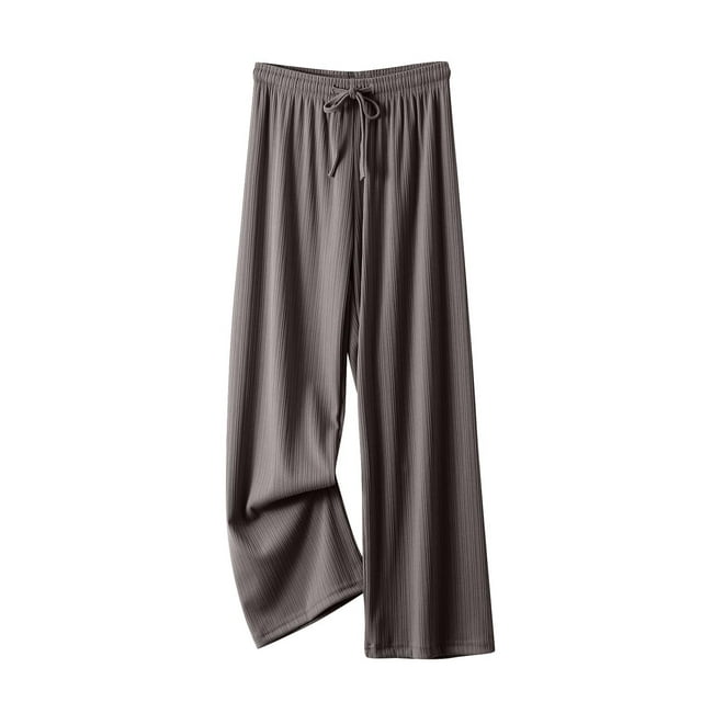 Plebaso Wide Leg Pants for Women Drawstring Knit Casual Pants Solid Color Womens Open Bottom Trousers