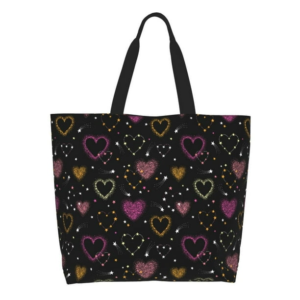 Easygdp Heart and Stars Bolsas Tote para Mujer, Bolsos de Hombro para Viaje, Bolsos de Mano de Gran Capacidad para Compras y Trabajo
