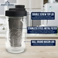 thumbnail image 2 of Cold Brew Coffee Maker Kit: Wide Mouth Mason Jar with Screw Top Lid, Stainless Steel Filter for Delicious Brewed Coffee, Infused Tea, Alcohol - 1 Quart 32 oz Black, 2 of 6