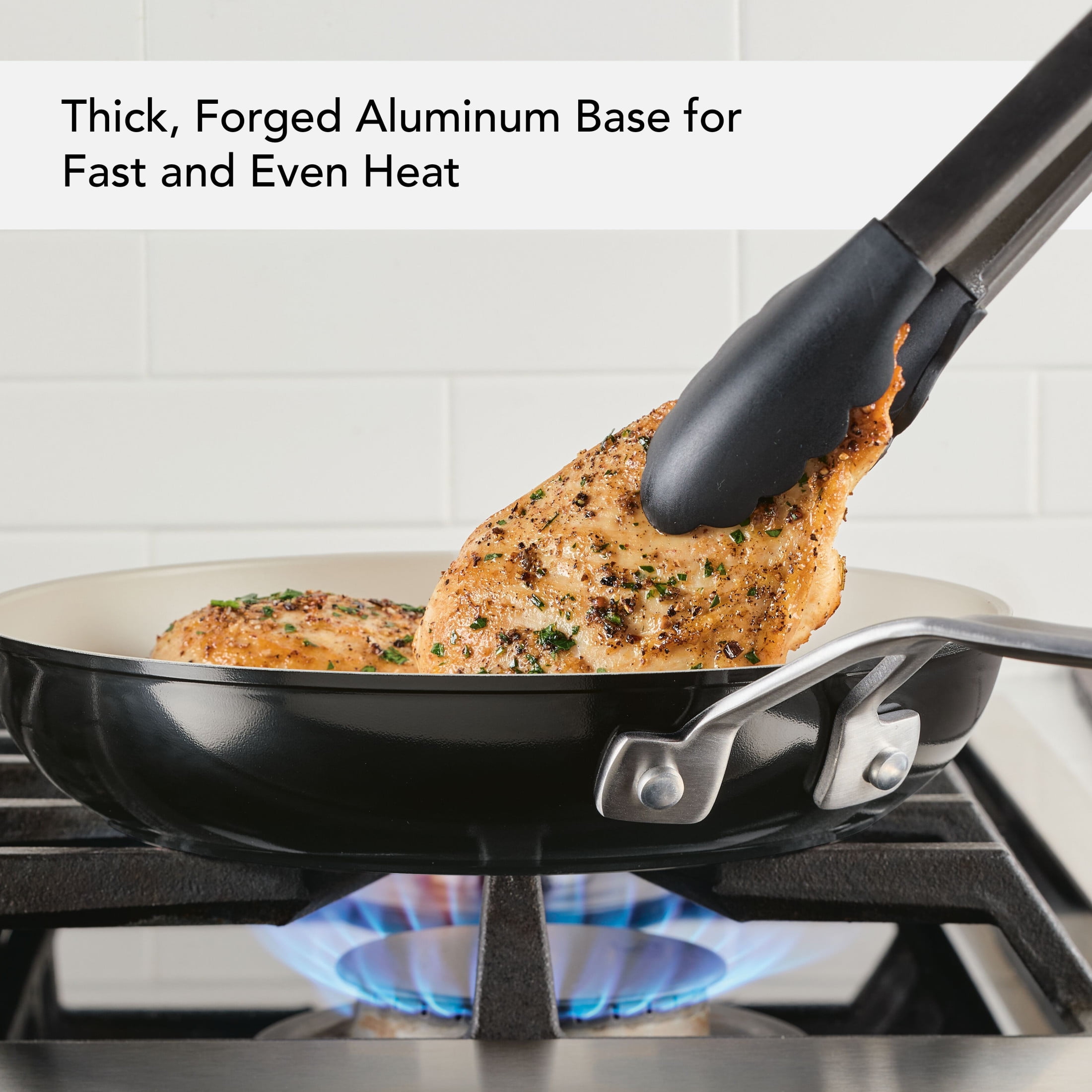 KitchenAid Ceramic Forged 10 Pcs Nonstick Cookware Set, Dishwasher Safe and Oven Safe to 500°F, Onyx Black
