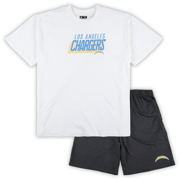 Men's Concepts Sport White/Charcoal Los Angeles Chargers Big & Tall Top and Shorts Set