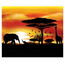 Party Central Pack of 6 Orange and Black African Safari Insta-Mural Wall Decors 6'