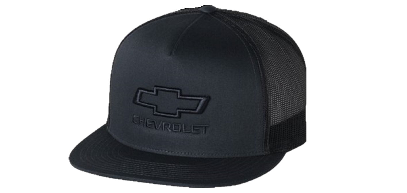 Black Flat Bill Mesh Hat 