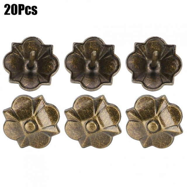 20 piezas sujetadores decorativos con patrón de trébol de 4 hojas gruesos Vintage de uñas de burbuja para sofá 20x22mm