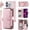 Pink, variant on Zipper Wallet Leather Phone Case for iPhone12-17, Diamond Lattice Flip Cover with Card Slots, Crossbody Lanyard & Wrist Strap, Kickstand Shockproof Protective Case with Screen Protector