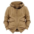 thumbnail image 2 of Babcutegg Men's Double Zipper Jacket Hoodies Loose Fit Long Sleeve with Pockets Fall Winter Casual Hooded Sweatshirts Khaki Size L, 2 of 6