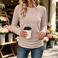 thumbnail image 2 of LUVDA Women's Ribbed Knit Crew Neck Top Long Sleeve Slim Fit Casual Tee Soft Stretchy Curved Hem Fall Shirt, 2 of 9