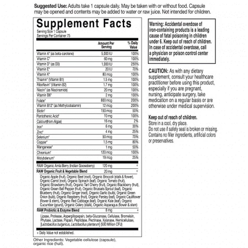 Garden of Life Vitamin Code Raw One for Women, 75 Vegetarian Capsules