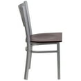 thumbnail image 5 of Flash Furniture 2 Pk. HERCULES Series Silver Slat Back Metal Restaurant Chair - Mahogany Wood Seat, 5 of 7