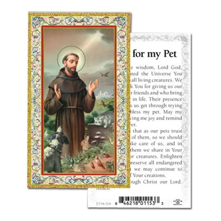 

Saint Francis-Prayer for My Pet Gold-Stamped Catholic Prayer Holy Card with Prayer on Back Pack of 100