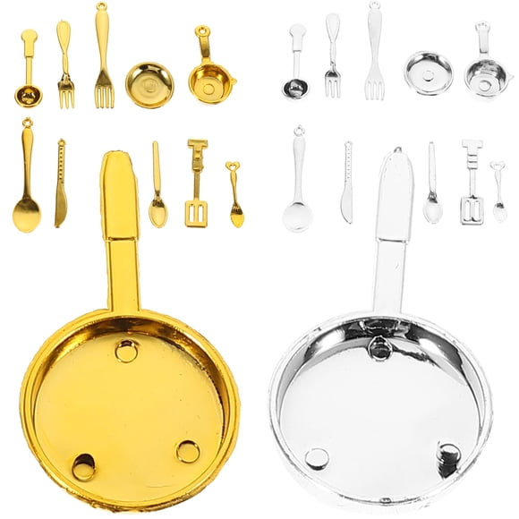 22Pcs Miniature Kitchen Cutlery for Mini House Kitchen Tableware Tiny Utensils Mini Decorative Gift