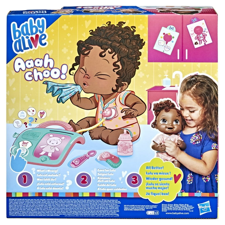 Baby Alive Lulu Achoo Brown Hair Doll