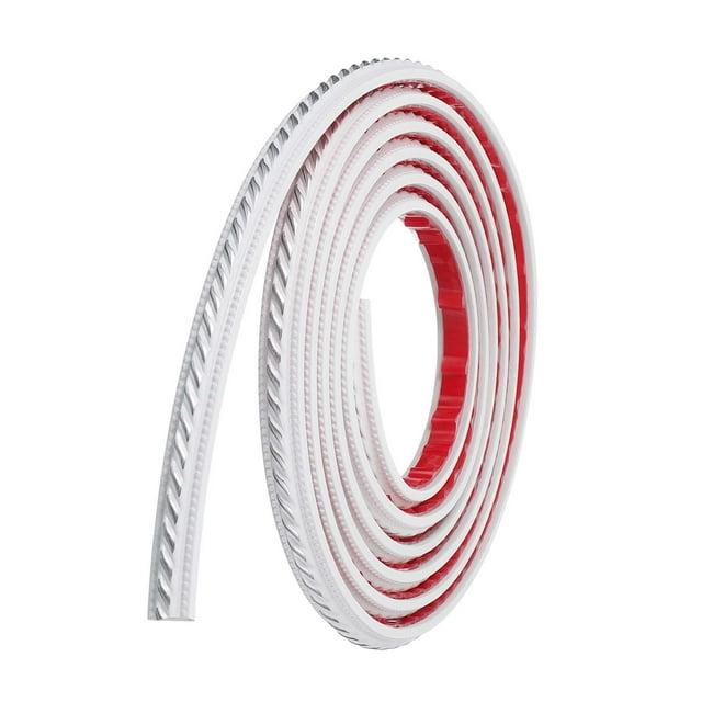 Uxcell 3.3Ft x 0.59" Moldura Autoadhesiva para Paredes, Moldura de Espejo Flexible, Tira de Paneles Autoadhesivos para Bordes de Papel Tapiz para Suelos y Paredes, Blanco/Plata