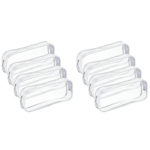 8 Pieces Clear PVC Zipper Pen Pencil Case, Big Capacity Pencil Bag Makeup Pouch With Zipper(White)