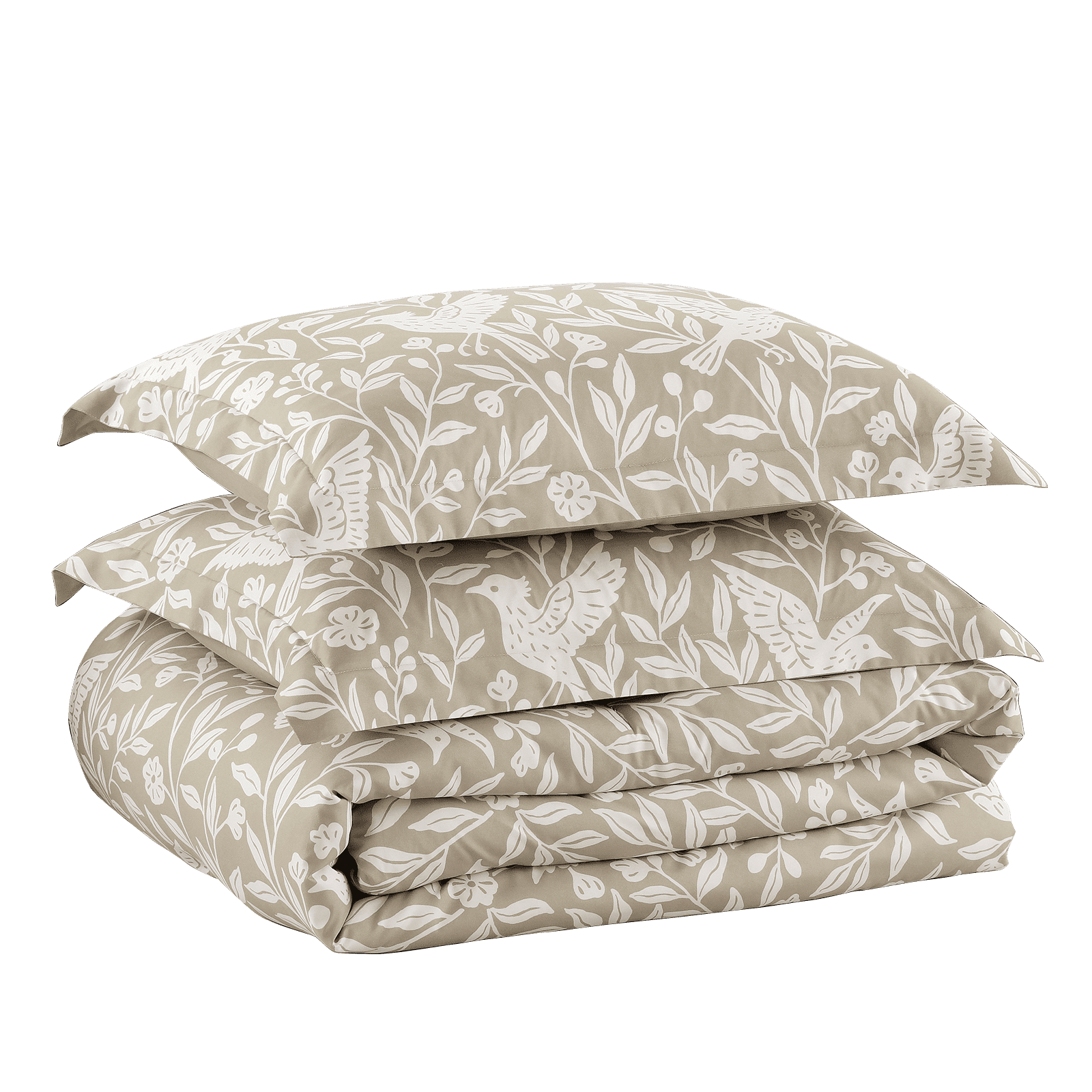 Notticasa 3-Piece Printed Comforter Sets,Beige,Twin,Features a Floral and Peacebird Design, Including a Quilt Cover and Pillowcases