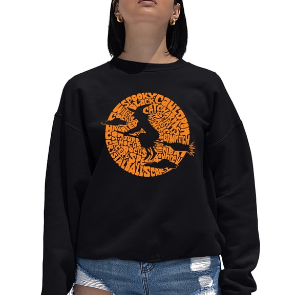 Women's Word Art Crewneck Sweatshirt - Spooky Witch
