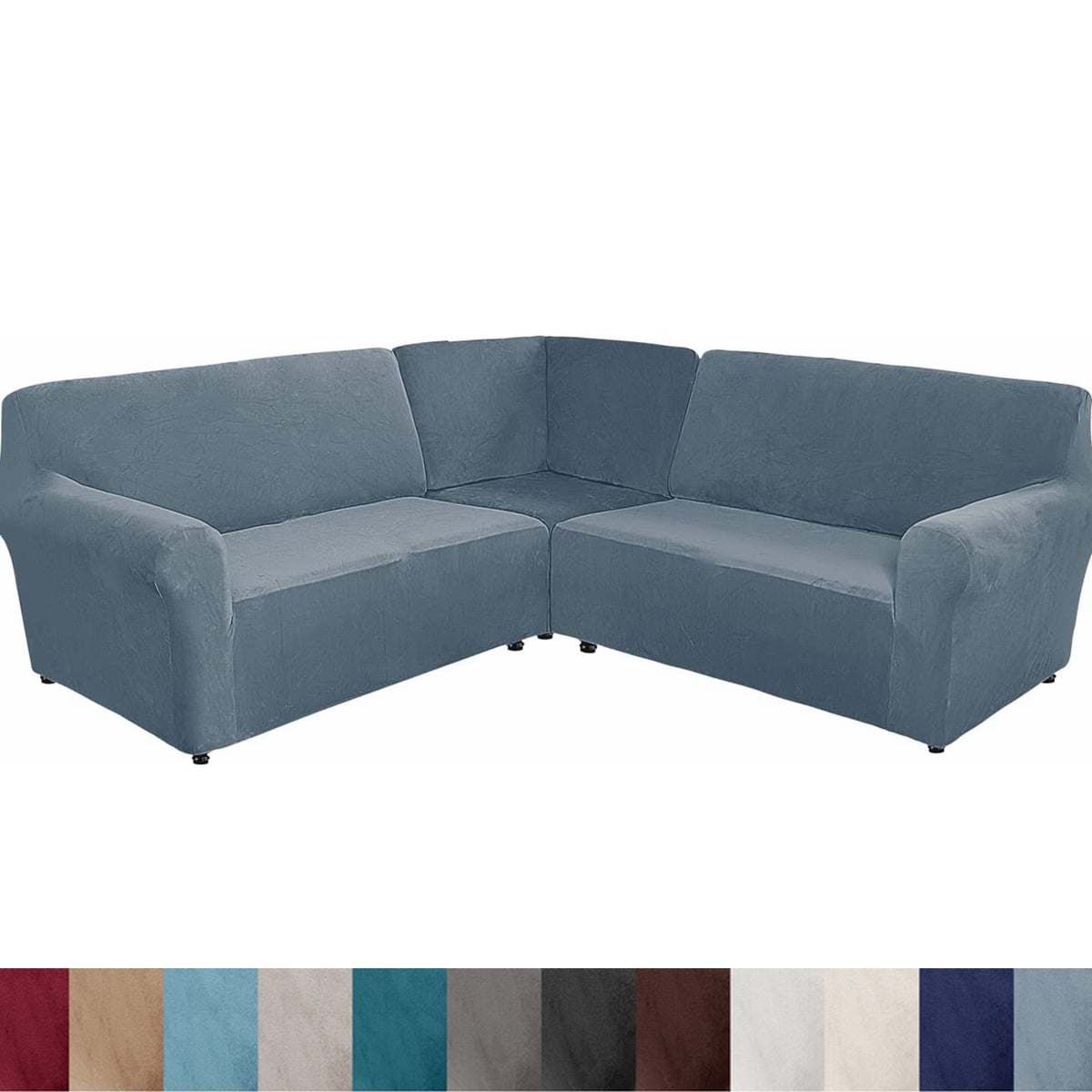 SHANNA Velvet L Shape 5 Seater Sofa Cover, L Shape Couch Covers Corner Sectional Couch Sofa