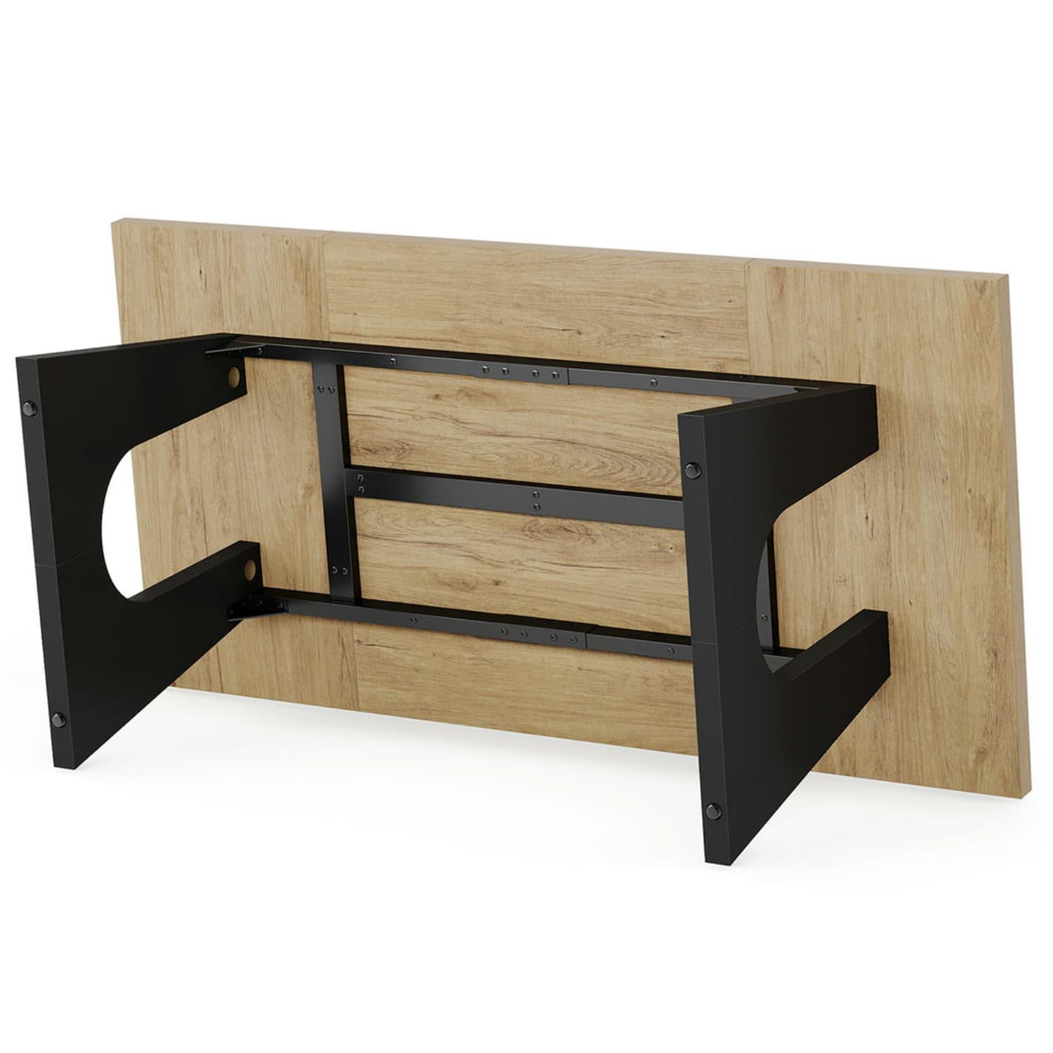 Demi Bonn 70" Executive Computer Desk with Metal Frame, Modern Duty Study Writing Gaming Table for Home Office, Rectangle Workstation, Beige