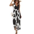thumbnail image 2 of Cow Print&nbsp; Dress Summer Street Style Bohemia Long Dresses Female Sleeveless Printed Maxi Dress, 2 of 9